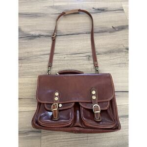 Floto Italian Leather Brown CEO Briefcase Laptop Messenger Bag Unisex Vintage